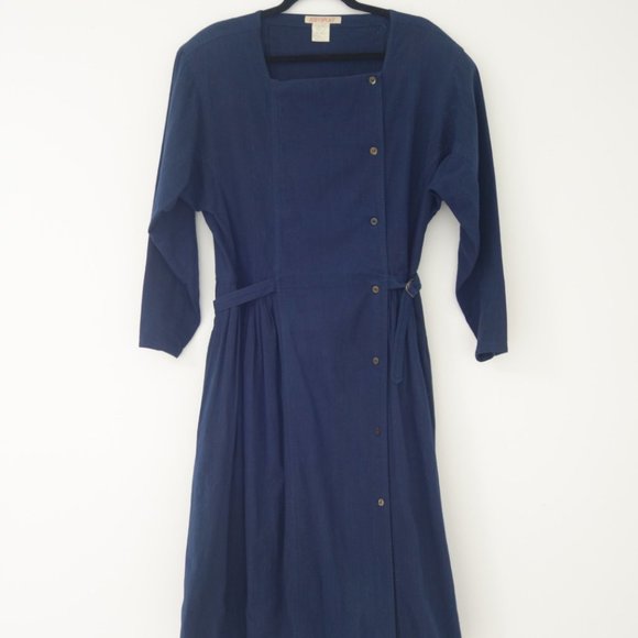 Vtg 1980's Issey Miyake Sport Indigo Gathered Strap Dress Made in Japan, Size M - Picture 1 of 13